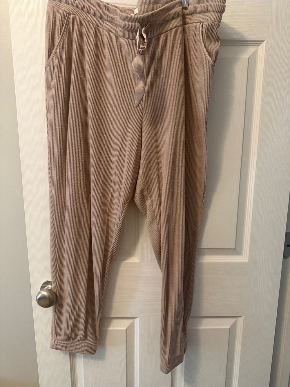 Maurices Taupe Ribbed Drawstring Jogger Pants